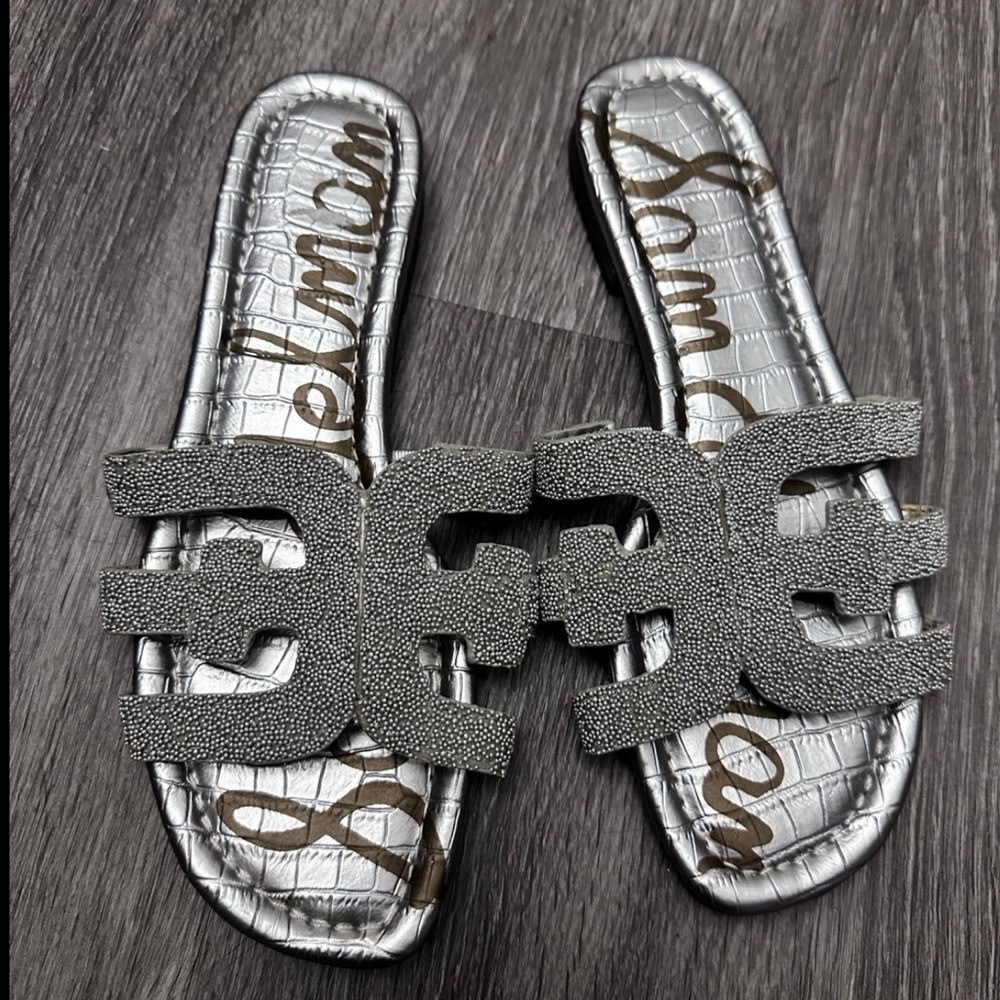 Sam Edelman Sliver sandals Silver Textured Slide Sandals